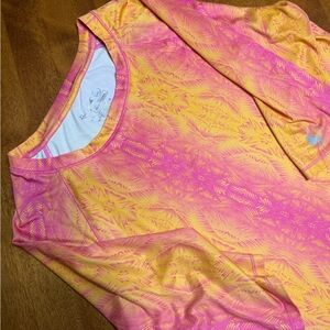 Reel Legends Keep it Cool Performance XL Shirt Pink & Yellow Quarter Sleeves